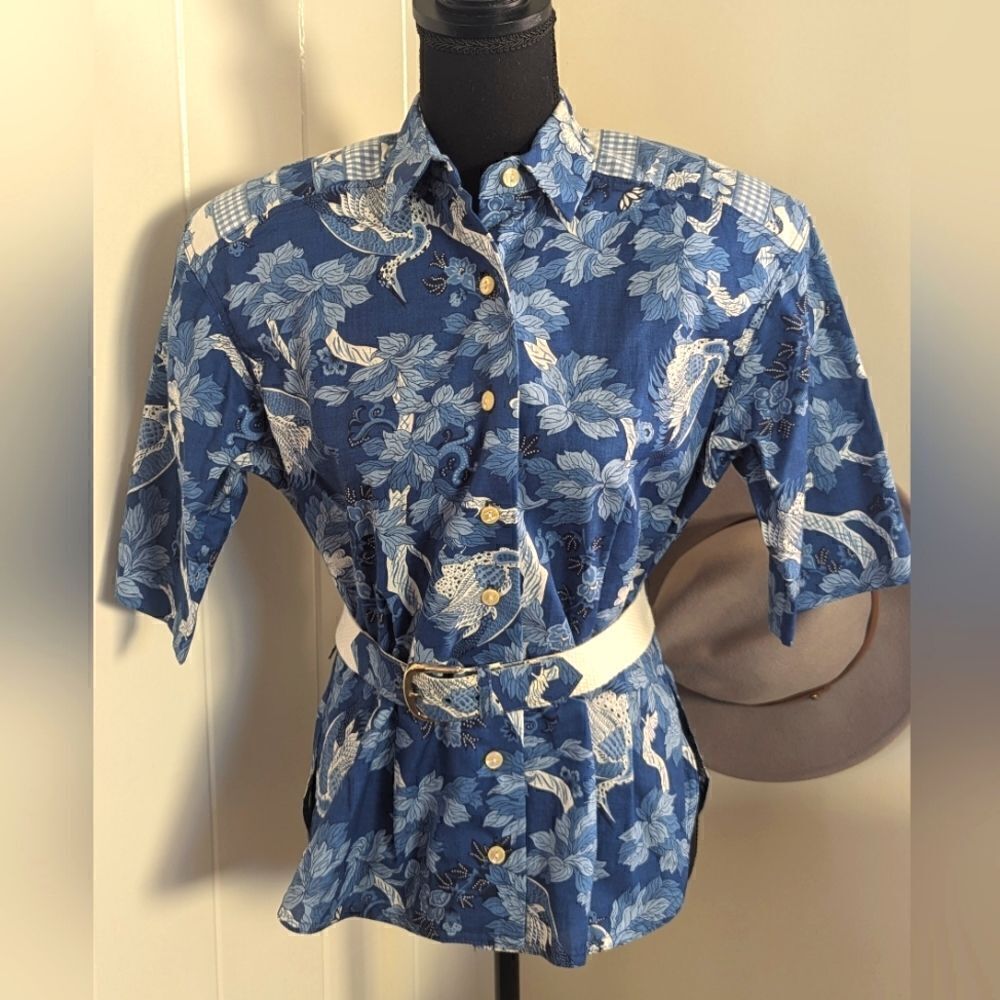 VTG California Design by Dorothy Samuel Top 6 Grannychic Birds Patchwork 80s
